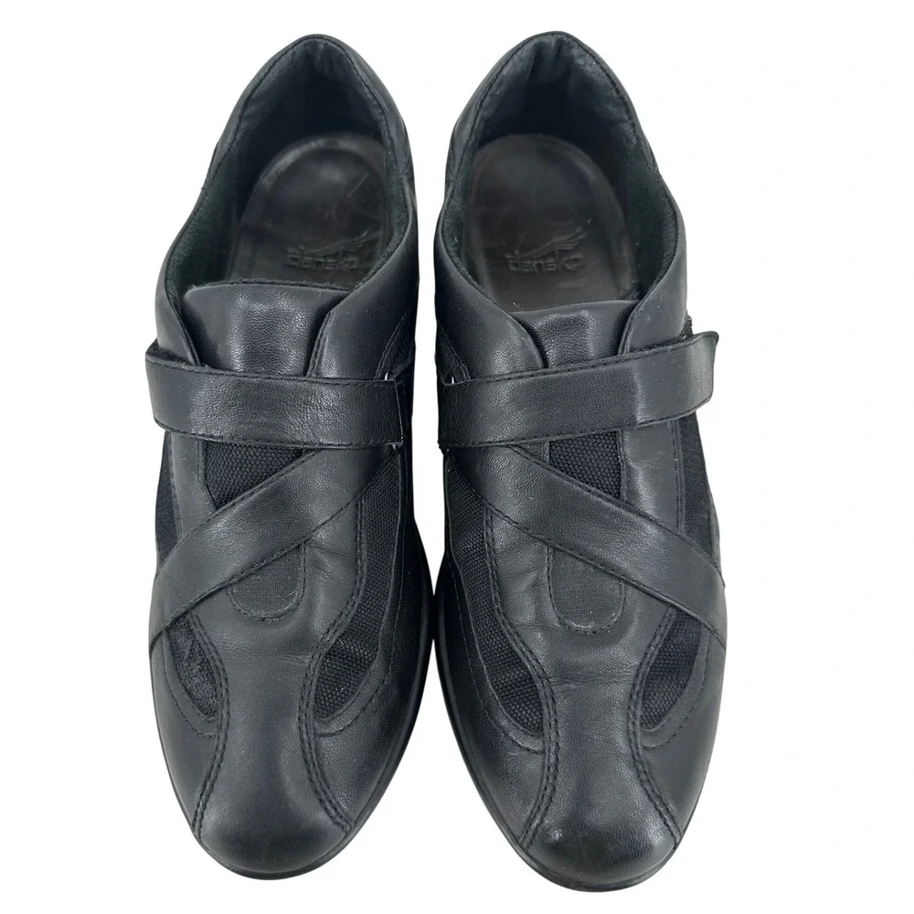 Clarks Women's Black Leather Hook and‎ Loop Strap Loafers 84972 Size 8.5N Casual